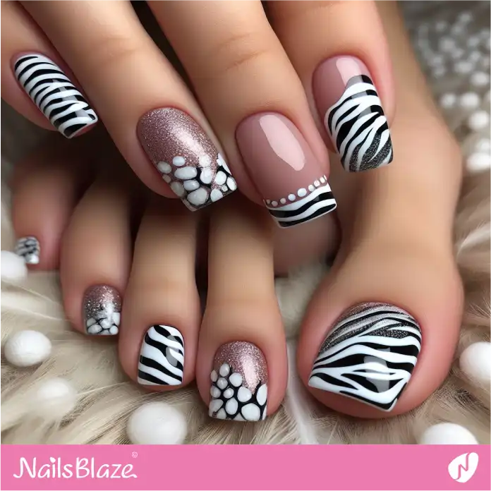 Matching Manicure and Pedicure with Zebra Print Design | Animal Print Nails - NB2497